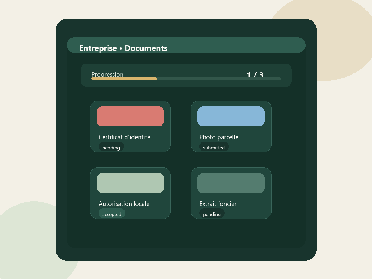 Grille des documents exigés dans l’app Seringueiro