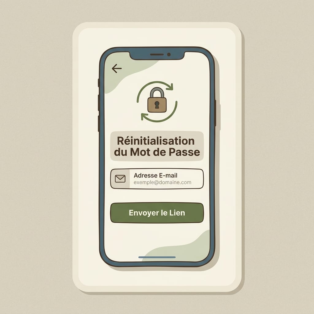 Réplica éditoriale de l’écran de récupération de mot de passe dans Seringueiro avec icône cadenas, champ e-mail et bouton d’envoi