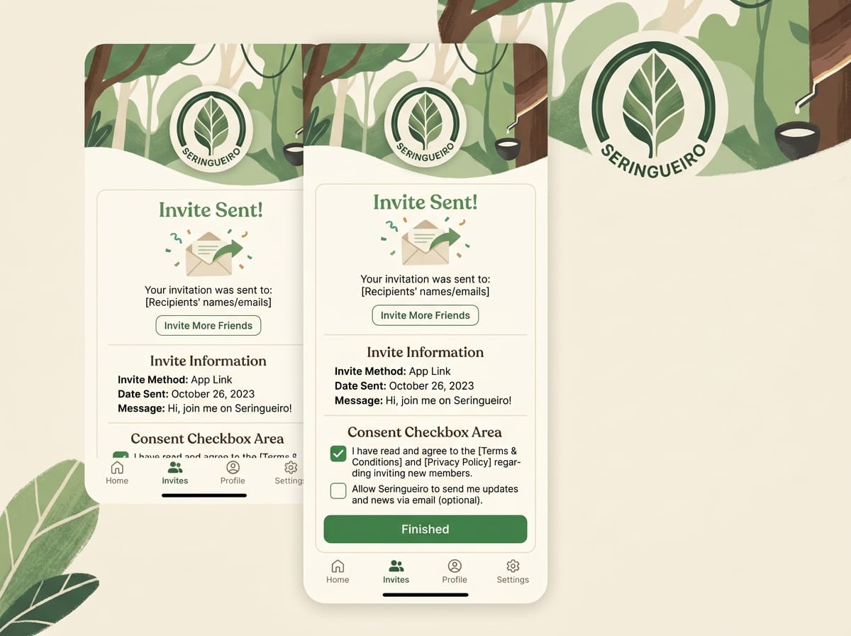 Réplica éditoriale de l’écran de détail d’une invitation d’entreprise dans Seringueiro