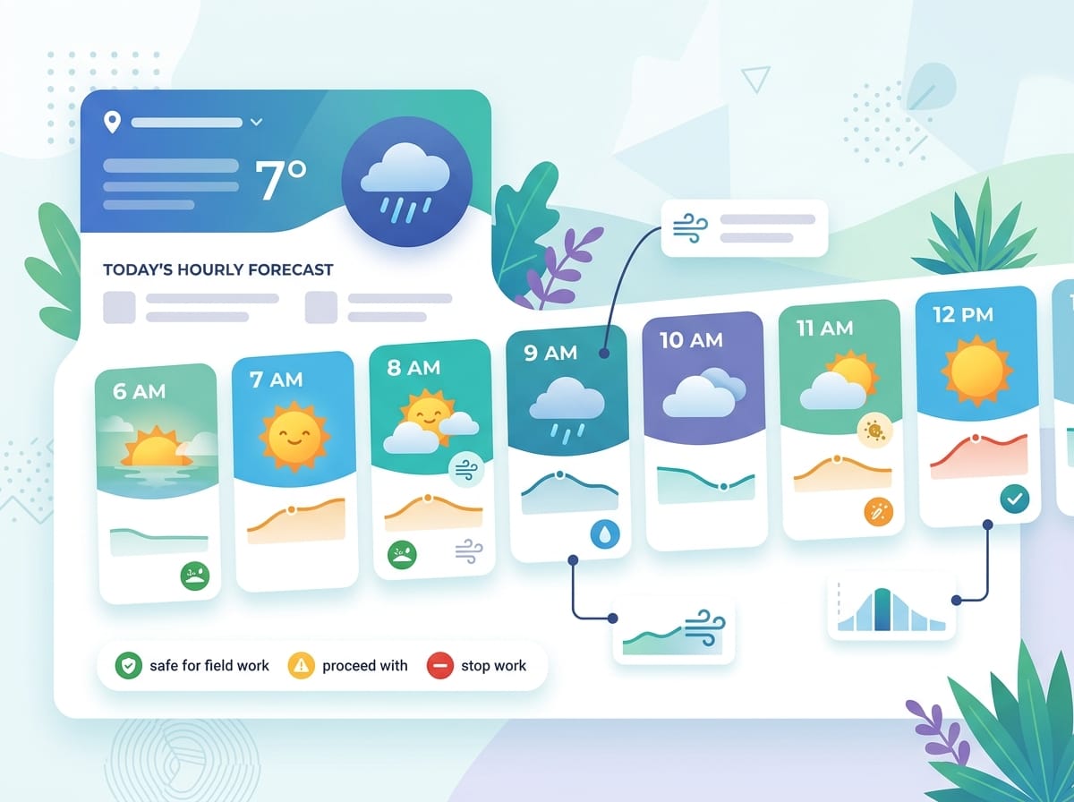 Réplica éditoriale de la vue horaire du statut opérationnel sur la fenêtre du matin dans Seringueiro