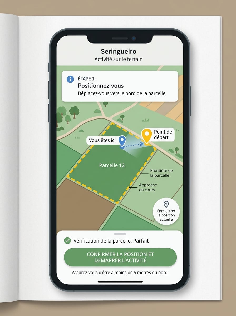 Réplica éditoriale d’une vérification de position près de la limite de parcelle avant de démarrer