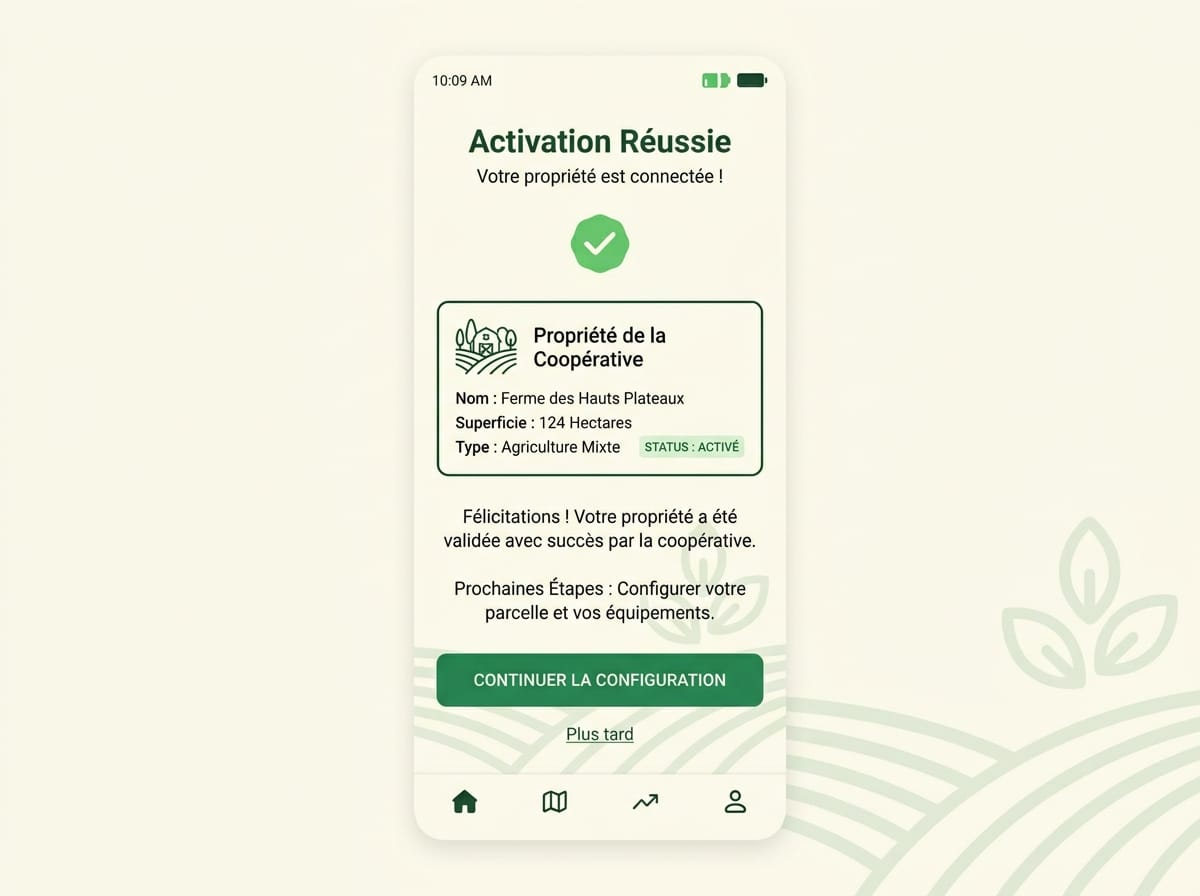 Réplica éditoriale d’une propriété déjà connectée après activation dans Seringueiro