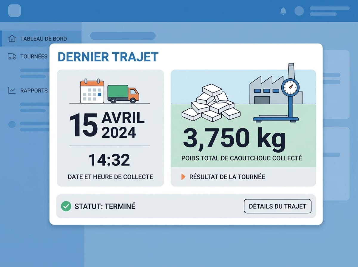 Réplica éditoriale d’un card web de dernier voyage affichant le poids usine