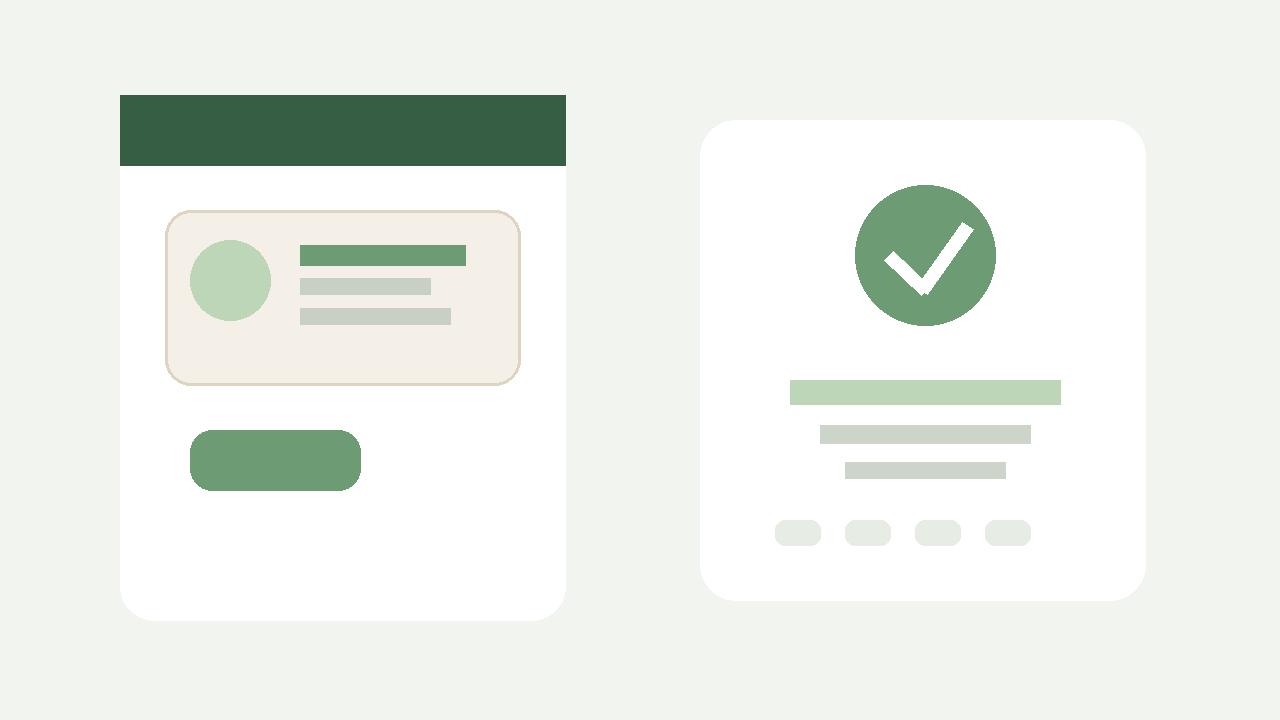 Vue éditoriale simplifiée de la prévisualisation du lien et de la confirmation d’entrée dans la propriété